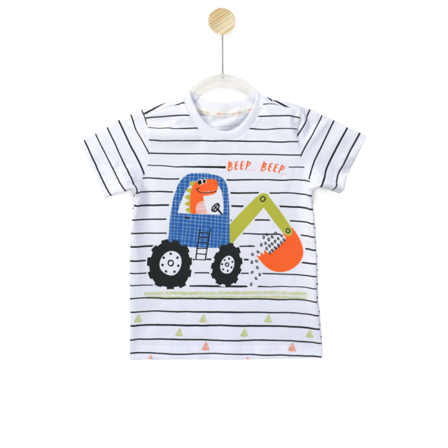 Holila | Camiseta Infantil Menino 100% Algodão | Dino Construção | Confortável, vista 3