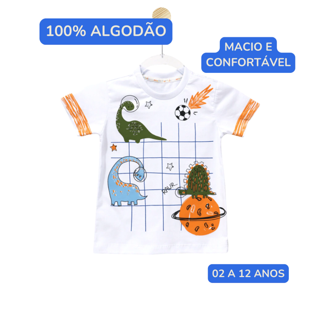 Holila | Camiseta Infantil Menino 100% Algodão | Intergalácticos | Confortável, vista 3