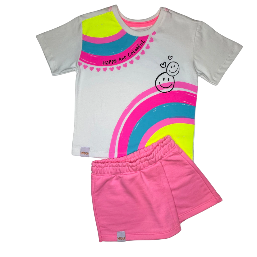 Holila | Conjunto Infantil Menina | Arco-Íris Feliz, vista 1