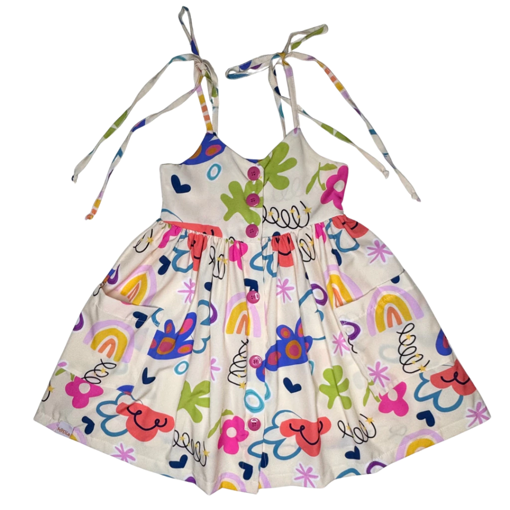 Holila | Vestido Infantil Menina | Estampa Lúdica | Fadinha do Arco-Íris, vista 3